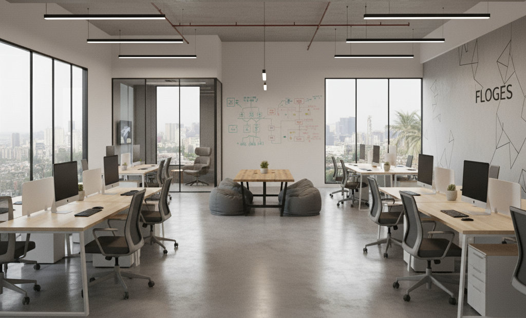 Floges Software Solutions team workspace in Kochi, India